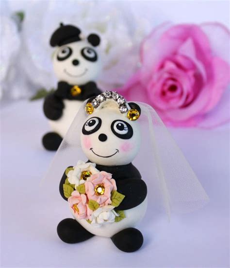 Panda Bear Wedding Cake Topper Custom Animal Cake Topper Cute Bride