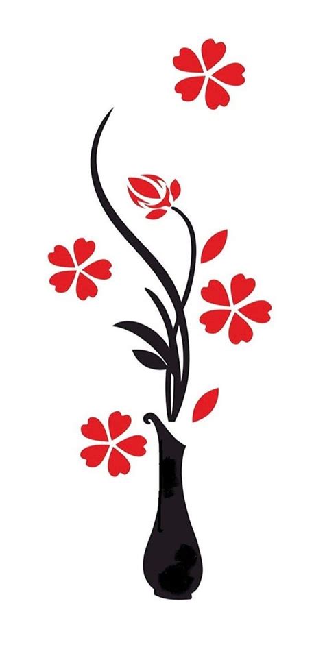 Flower Wall Decal Flowers In Vase Decal Elegant Wall Art Decor Floral