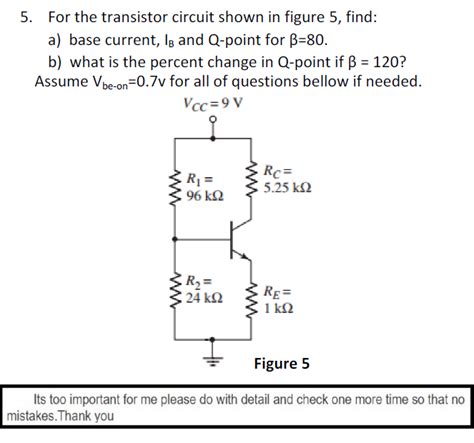 Solved For The Transistor Circuit Shown In Figure 5 Find Chegg