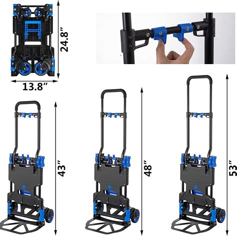 SHZOND Collapsible Hand Trucks, Folding Trolley with Flat Push, Lightweight Dolly, 400lbs ...