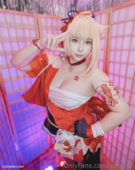 Aokotan Yoimiya Naganohara Genshin Impact Naked Cosplay Asian