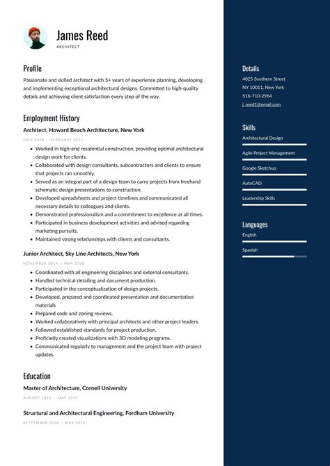 Resume For Architect