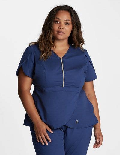 The Curve Tulip Top Estate Navy Blue Stylish Scrubs Medical Scrubs