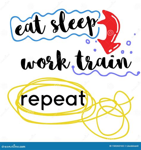 Eat Sleep Work Train Repeat Quote Sign Poster Stock Vector