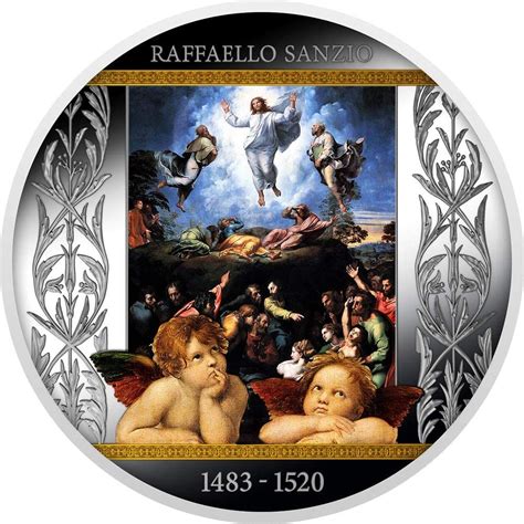 TRANSFIGURATION OF JESUS Raffaello Sanzio Silver Coin 500 Francs Ca