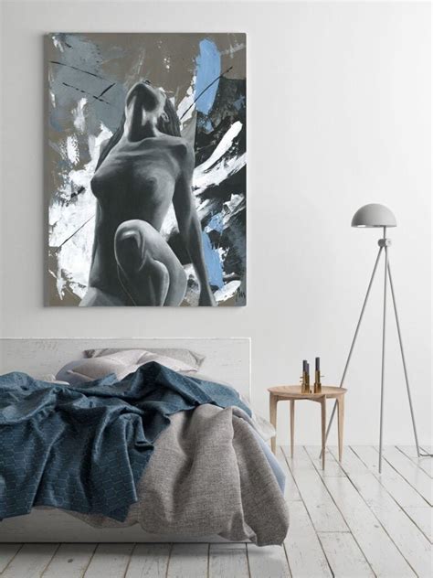 KAYL Sensual Naked Woman Canvas Painting Print Framed Pictures Wall Art Bedroom Living Room Home