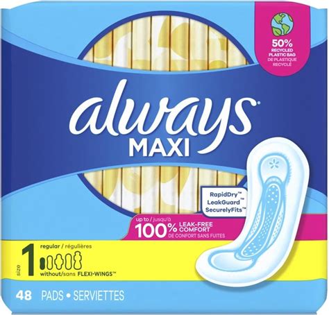 Amazon Always Maxi Pads Regular Protection Count Packages