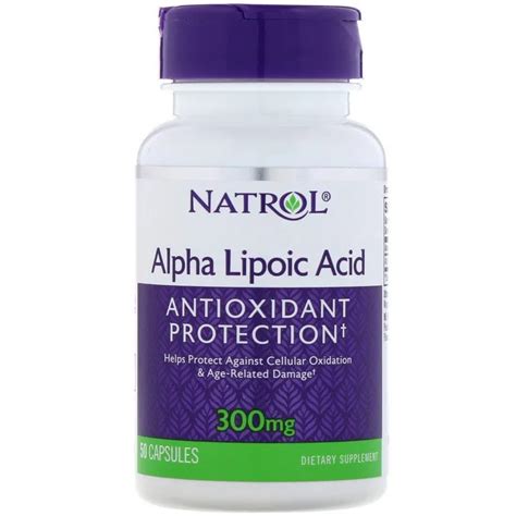 Альфа-липоевая кислота 300 мг, витамины, бад, Натрол Alpha Lipoic Acid ...