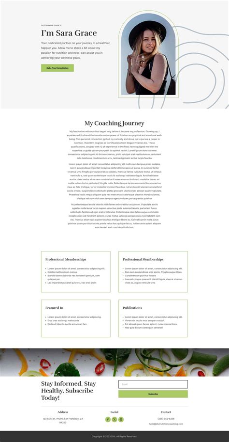 Nutrition Coaching About Page Divi Layout By Elegant Themes