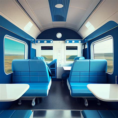 Business Bus Interior in Blue and White Color. Stock Illustration ...