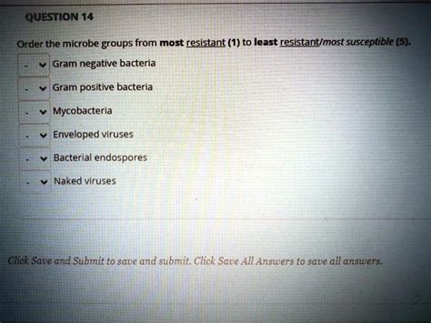 Solved Question Order The Microbe Groups From Most Esistant To