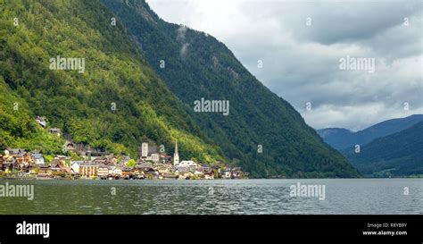 Fantastischer Blick Auf Hallstatt Dorf Und Alpinen See Hallstatt Ist