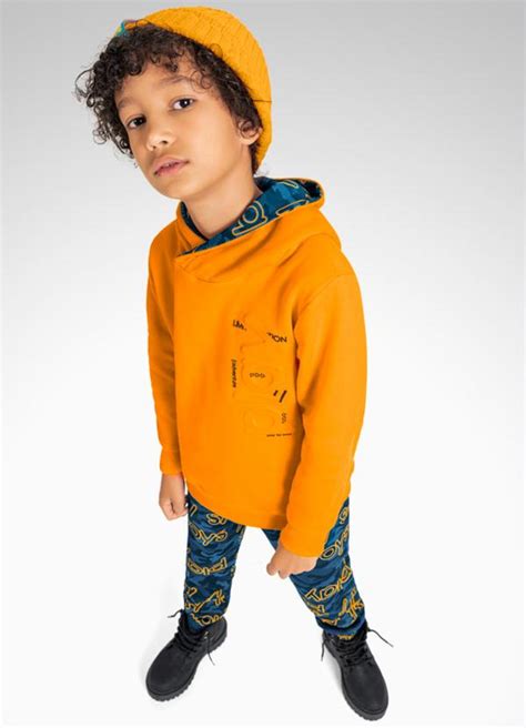 Conjunto Casaco Capuz e Calça Laranja Playground