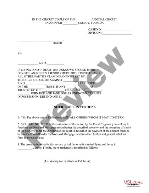 Motion For Lis Pendens Florida Us Legal Forms