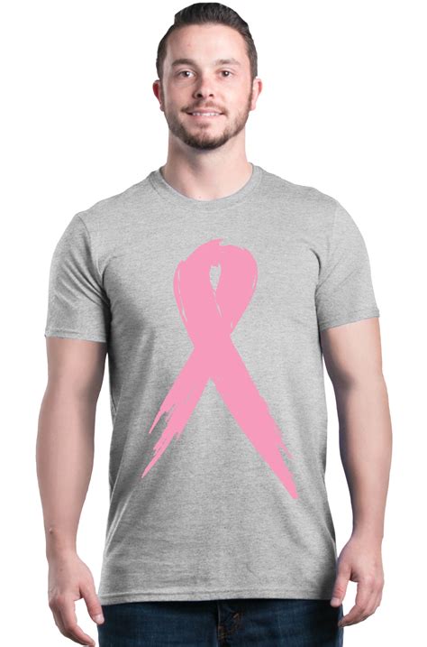 Shop4ever Mens Pink Breast Cancer Ribbon Awareness Support Graphic T