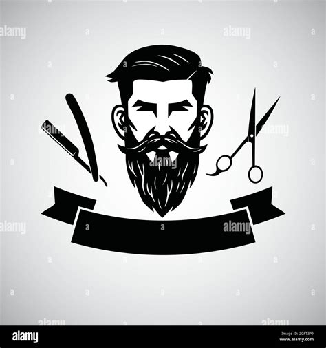 Barbershop Logo Template With Hipster Head And Scissors Vector