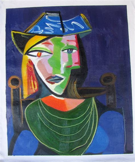 Pablo Picasso Portrait De Femme Au Beret Oil Painting Etsy Australia