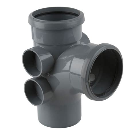 Soil Pipe Double Socket Branch With 4 Bosses Grey 110mm 925º Ray