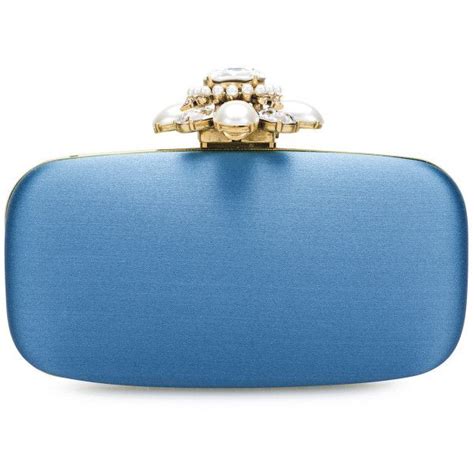 Oscar De La Renta Tanzanite Satin Cabochon Goa Satin Purses Evening