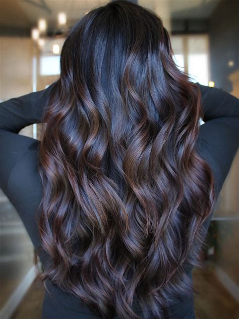 50 Dark Brown Hair With Highlights Ideas For 2023 Hair Adviser Dark Brown Balayage Red