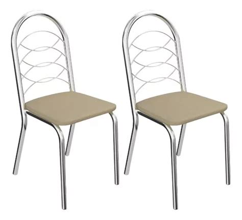 Silla De Comedor Kappesberg Holanda Con Estructura Color Cromado Y Asiento Nude X 2 Unidades