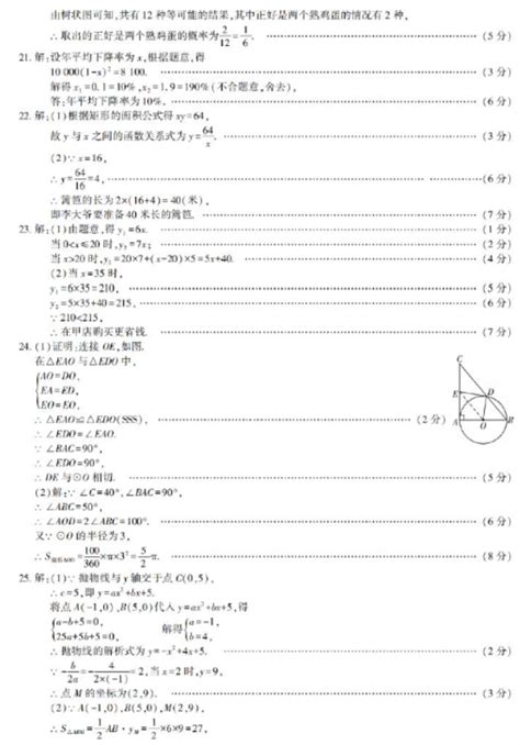 2024年福建中考数学模拟试题及答案初三网