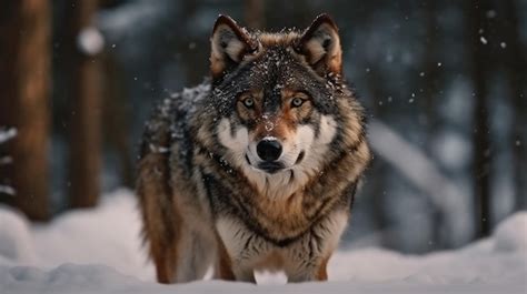 Premium Photo Gray Wolf In Winter Forest Wolf In The Nature