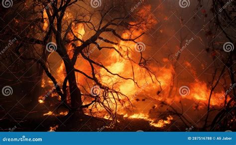 Fire In A Forest Area Burned Trees Stock Photo Image Of Forest Heat