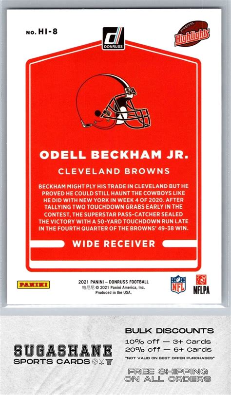 2021 Donruss HI 8 Odell Beckham Jr Cleveland Browns Football Card EBay