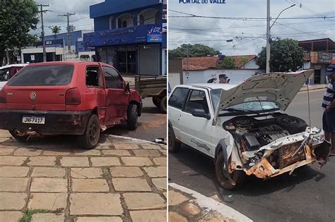 Acidente Entre Fiat Uno E VW Gol Deixa Uma Mulher Ferida No Centro De