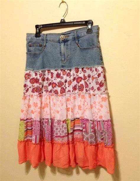 Vintage Boho Skirt Candies Denim Skirt Prairie Skirt In 2024 Skirts