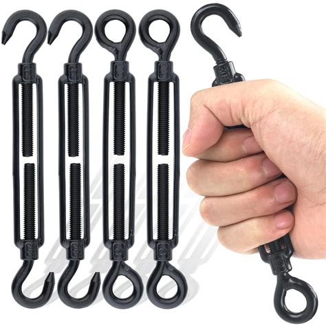 M8 Turnbuckle 4 Pcs Turnbuckle Hook 304 Black Stainless Steel