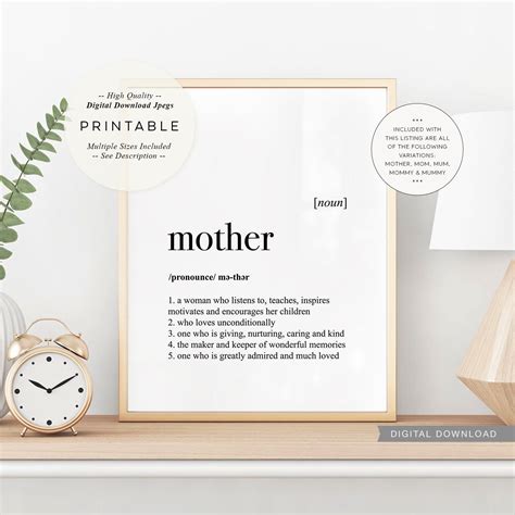 Mother Definition Printable Art Mothers Day T Etsy Nederland