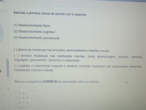Assinale A Primeira Coluna De Acordo Com A Segunda