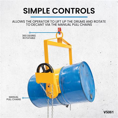 Geared Drum Lifter And Turner Suits Plastic And Steel Drums Verdex