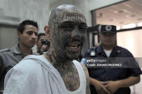 Leader of Mara 18 street gang, Marlon Martinez, gestures at the Torre... News Photo - Getty Images