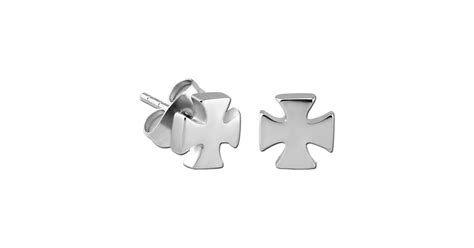 Cross Casting L Surgical Steel Earrings Ear Stud Pair