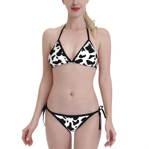 Bikini Dos Nu Pour Femme Maillot De Bain Femme Motif Vache Batterie