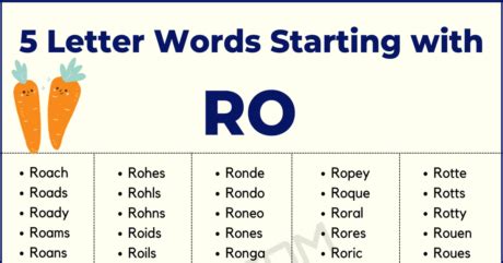 Examples Of Letter Words Starting With Ro In English Esl