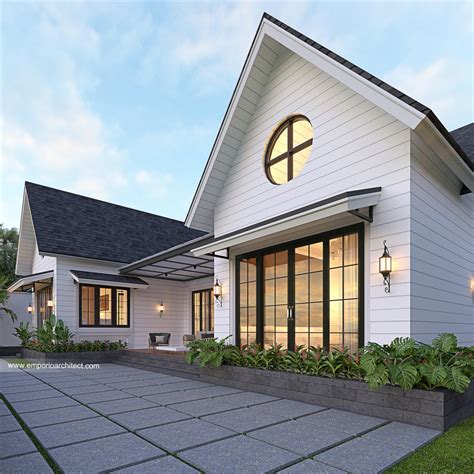 Desain Tampak Detail Belakang Rumah American Klasik 1 Lantai Bapak R Di