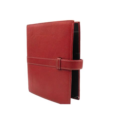 Vintage Day Timer Planner Organizer Binder Red Leather 7-Ring Card S ...