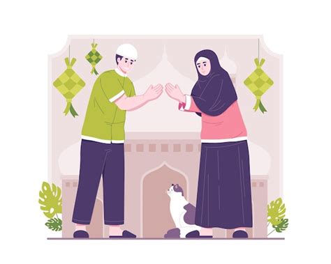 Premium Vector Ramadan Concept Illustration Happy Muslim People