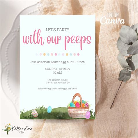 Easter Egg Hunt Invite, Easter Invitation Card, Digital Invitation, Egg ...