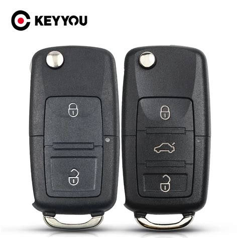 KEYYOU 3 Buttons Folding Flip Remote Key Shell Car Key Case For VW