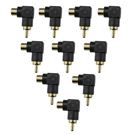 Ocr TM Right Angle Shaped RCA Male To RCA Female Connector Adapter Gold