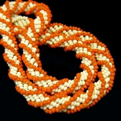 Vintage Multi Strand Necklace White Coral Glass Seed Beads Torsade Ebay