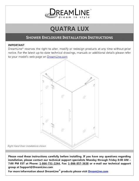 Pdf Shower Enclosure Installation Instructions · Shower Enclosure