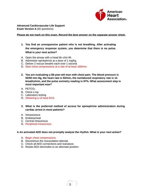 Acls Exam Versions A Top Score Questions And Answer Solution