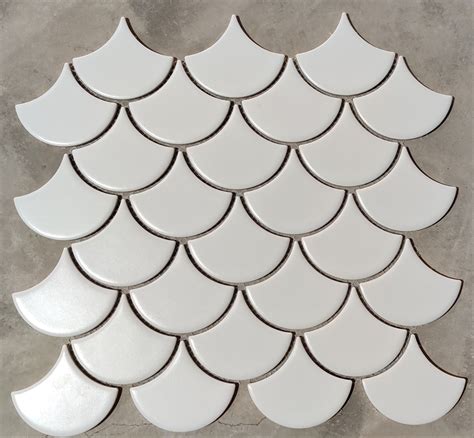 White Fish Scale Glossy And Matt T Blue Porcelain Mosaic Tiles