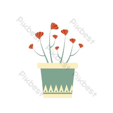 Small Fresh Plant Potted Illustration Flat Cartoon Cute Commercial